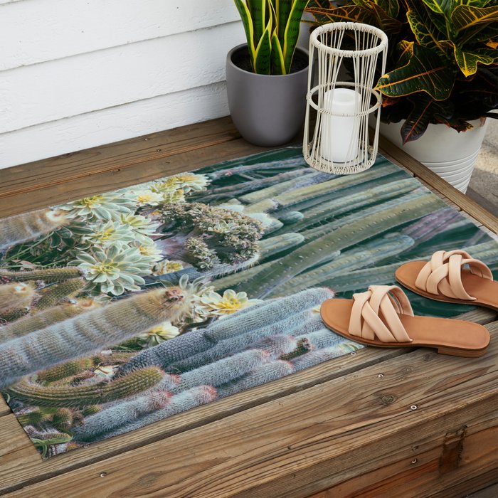 Cactus Garden #4 - Boho Botanical Outdoor Rug Gallery Image 2