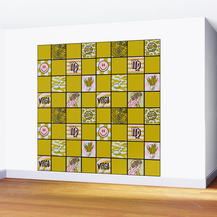 Virgo Checkered Print Wall Mural Gallery Image 2
