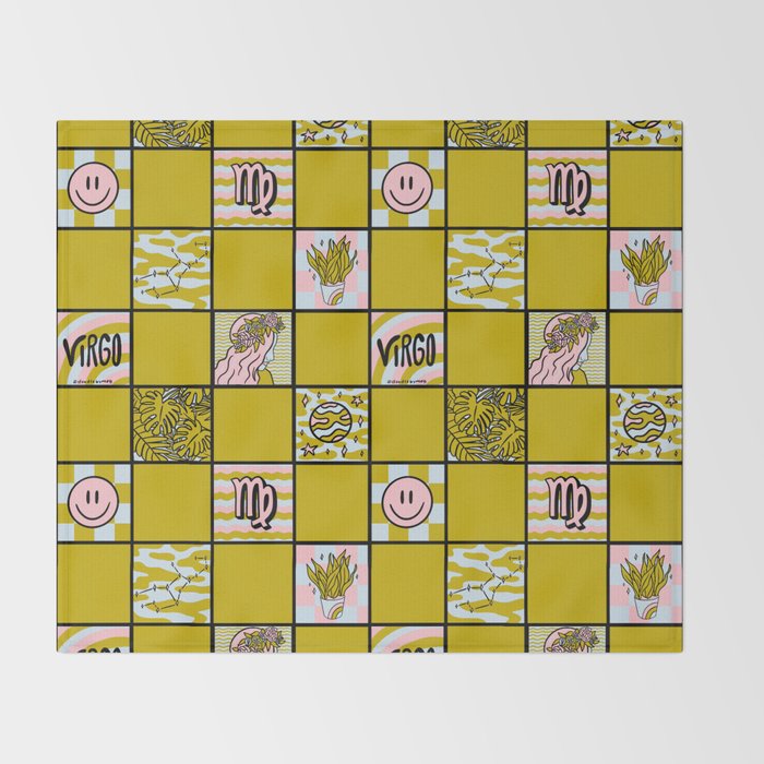 Virgo Checkered Print Throw Blanket Gallery Image 2