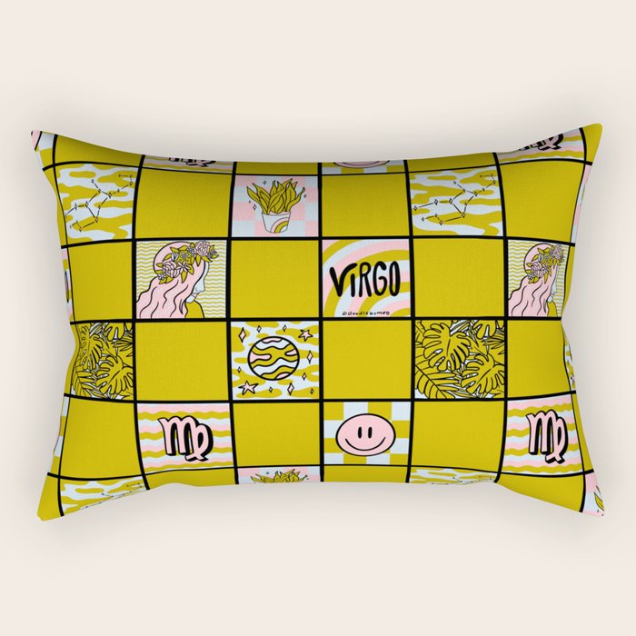 Virgo Checkered Print Rectangular Pillow Gallery Image 2