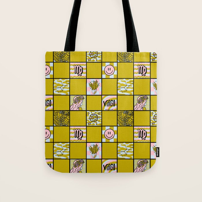 Virgo Checkered Print Tote Bag Gallery Image 1