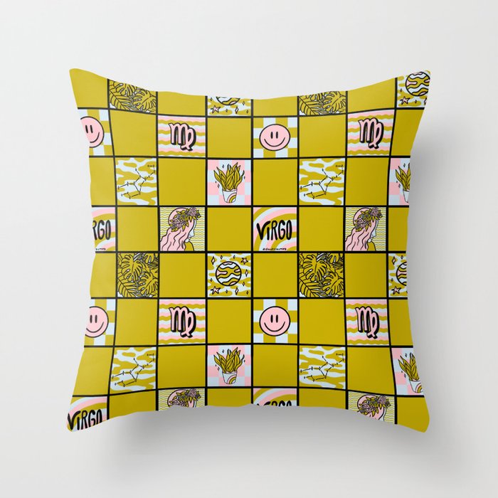 Virgo Checkered Print Throw Pillow Gallery Image 6