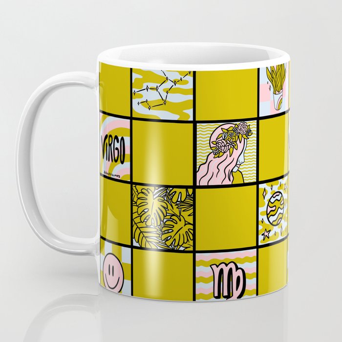 Virgo Checkered Print Coffee Mug Gallery Image 3