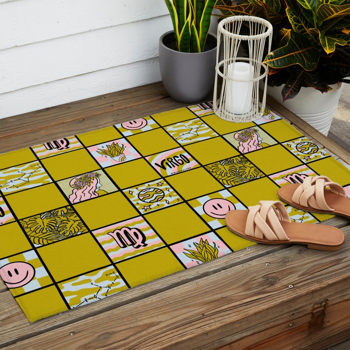 Virgo Checkered Print Outdoor Rug Gallery Image 2