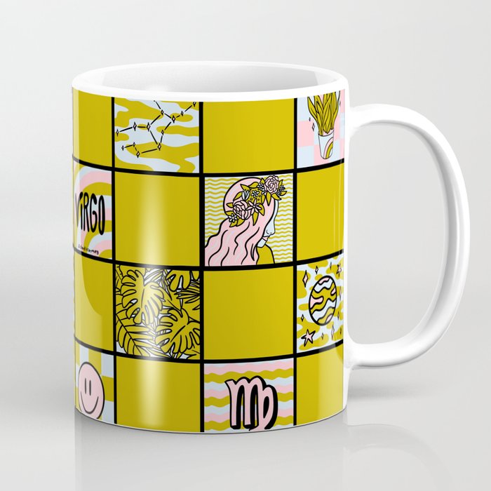 Virgo Checkered Print Coffee Mug Gallery Image 1