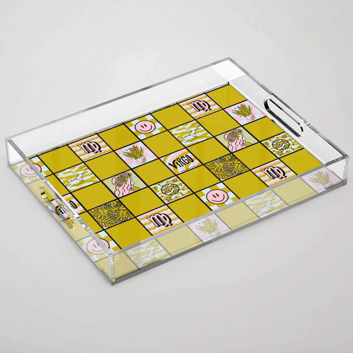 Virgo Checkered Print Acrylic Tray Gallery Image 1