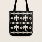Southwestern Eagle and Arrow Pattern 121 Black and Linen White Tote Bag Gallery Image 1