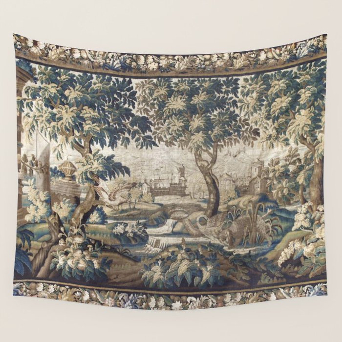 Antique French Aubusson Verdure Forest River Swans Tapestry Wall Tapestry Gallery Image 4