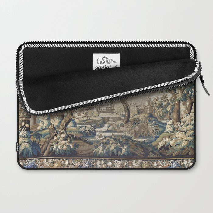 Antique French Aubusson Verdure Forest River Swans Tapestry Laptop Sleeve Gallery Image 2