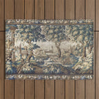 Antique French Aubusson Verdure Forest River Swans Tapestry Outdoor Rug Gallery Image 1