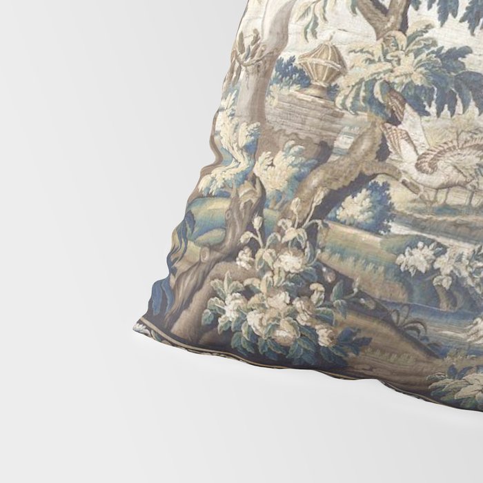 Antique French Aubusson Verdure Forest River Swans Tapestry Pillow Sham Gallery Image 4