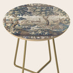 Antique French Aubusson Verdure Forest River Swans Tapestry Side Table Gallery Image 2
