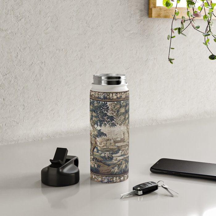 Antique French Aubusson Verdure Forest River Swans Tapestry Water Bottle Gallery Image 4