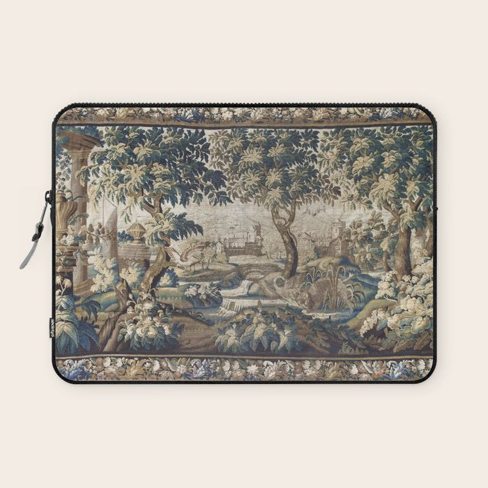 Antique French Aubusson Verdure Forest River Swans Tapestry Laptop Sleeve Gallery Image 1