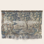 Antique French Aubusson Verdure Forest River Swans Tapestry Wall Hanging Gallery Image 1