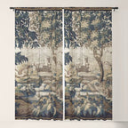 Antique French Aubusson Verdure Forest River Swans Tapestry Window Curtain Gallery Image 5