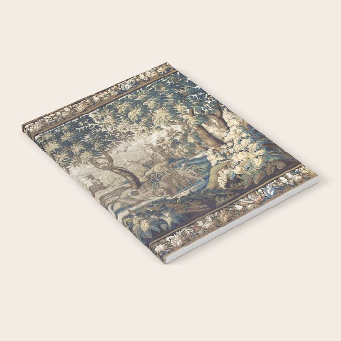 Antique French Aubusson Verdure Forest River Swans Tapestry Notebook Gallery Image 1