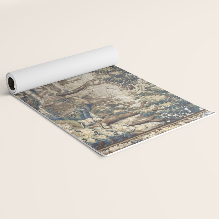 Antique French Aubusson Verdure Forest River Swans Tapestry Yoga Mat Gallery Image 2