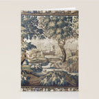 Antique French Aubusson Verdure Forest River Swans Tapestry Stationery Card Gallery Image 2