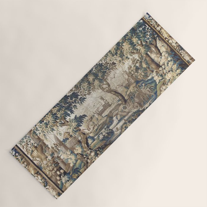 Antique French Aubusson Verdure Forest River Swans Tapestry Yoga Mat Gallery Image 1