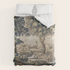 Antique French Aubusson Verdure Forest River Swans Tapestry Duvet Cover Gallery Image 6