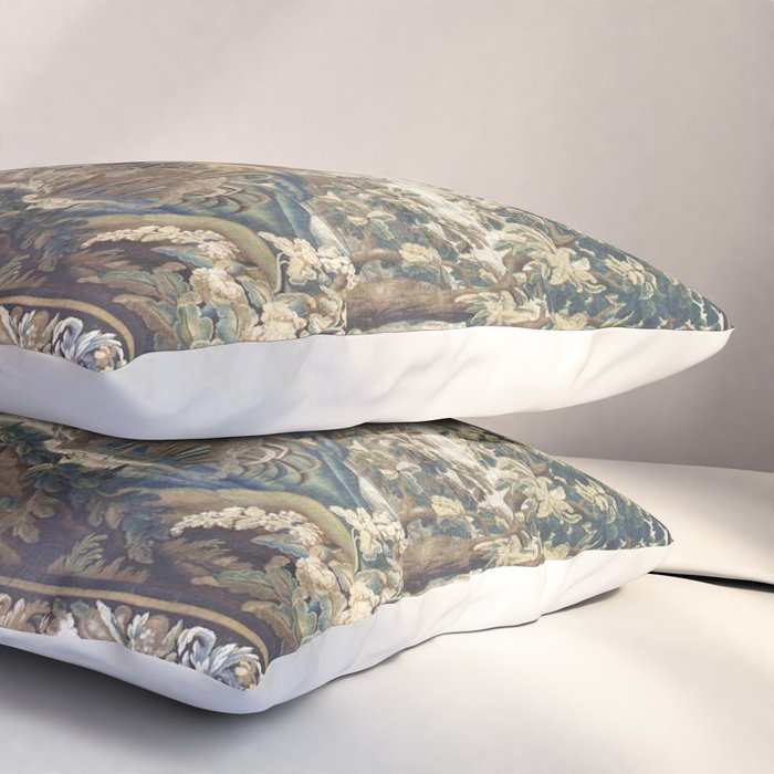 Antique French Aubusson Verdure Forest River Swans Tapestry Pillow Sham Gallery Image 3