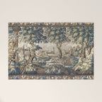 Antique French Aubusson Verdure Forest River Swans Tapestry Welcome Mat Gallery Image 1