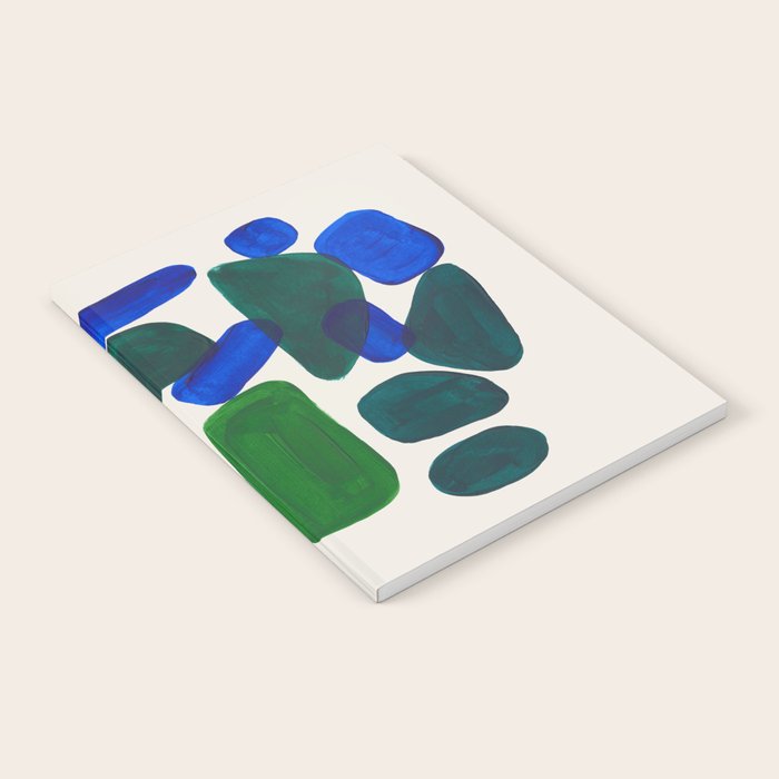 Minimalist Modern Mid Century Colorful Abstract Shapes Phthalo Blue Lime Green Gradient Overlapping Notebook Gallery Image 1