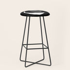 Black & White Minimalist Ink Tribal Mid Century Pattern Dark Painting Pattern Stool Gallery Image 1