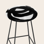 Black & White Minimalist Ink Tribal Mid Century Pattern Dark Painting Pattern Stool Gallery Image 2