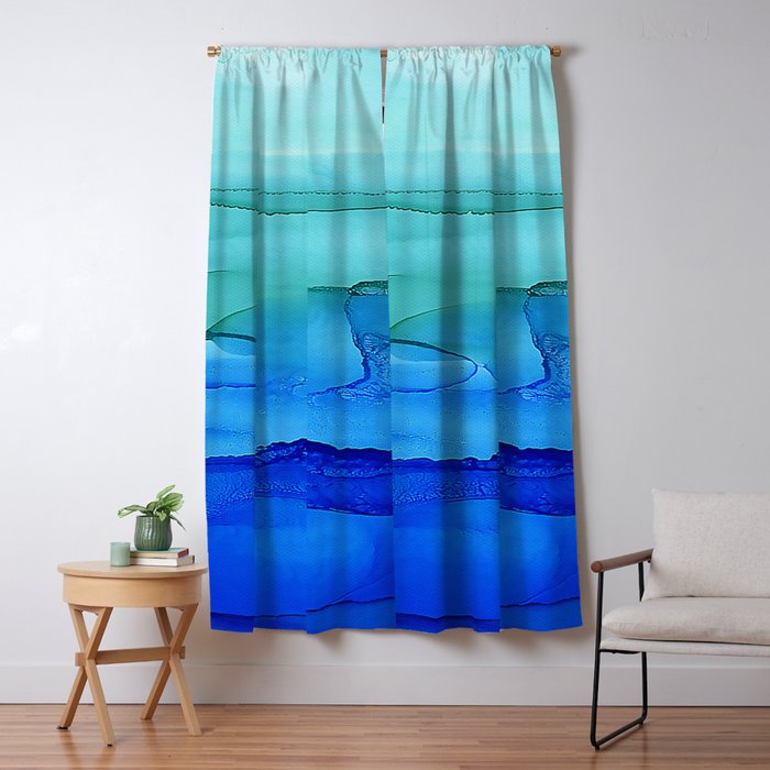 Alcohol Ink Seascape Window Curtain Gallery Image 1