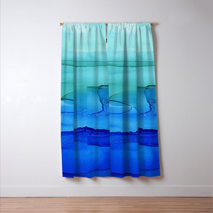 Alcohol Ink Seascape Window Curtain Gallery Image 3