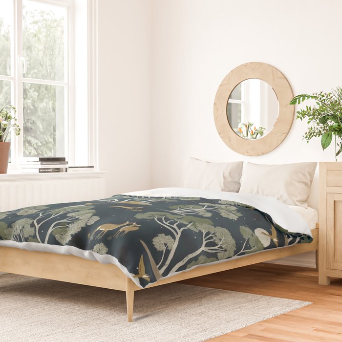 A Forest Awakens Full Moon Duvet Cover Gallery Image 2