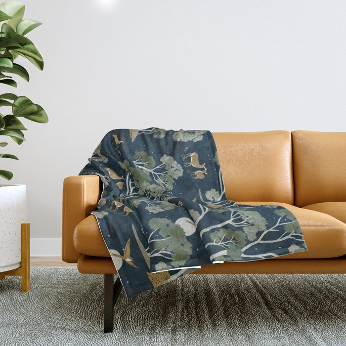 A Forest Awakens Full Moon Throw Blanket Gallery Image 1