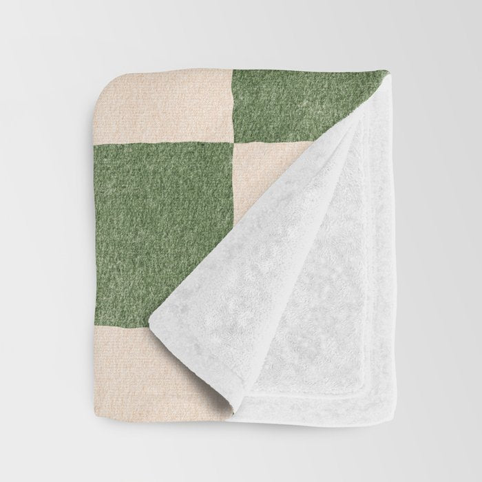 CHECKER - 001 - Olive Throw Blanket Gallery Image 3