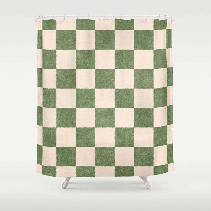 CHECKER - 001 - Olive Shower Curtain Gallery Image 1