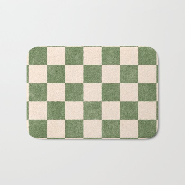 CHECKER - 001 - Olive Bath Mat Gallery Image 1