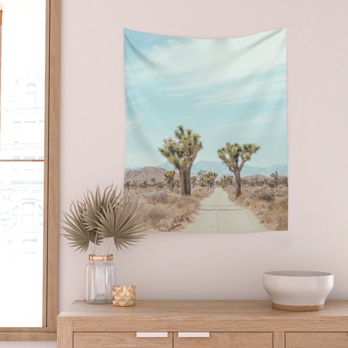 Desert Path - Joshua Tree Landscape, Nature Photography Wall Tapestry Gallery Image 2