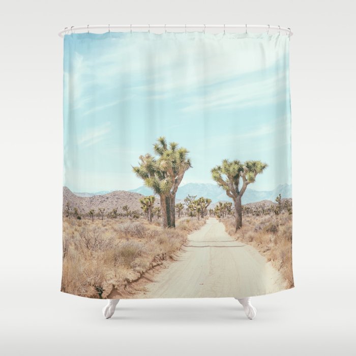 Desert Path - Joshua Tree Landscape, Nature Photography Shower Curtain Gallery Image 1