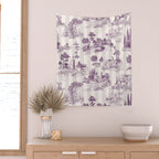 Toile de Jouy French Vintage Pastoral Plum & Cream Stripe Wall Tapestry Gallery Image 2