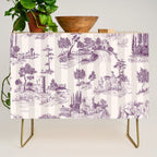Toile de Jouy French Vintage Pastoral Plum & Cream Stripe Credenza Gallery Image 1