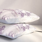 Toile de Jouy French Vintage Pastoral Plum & Cream Stripe Pillow Sham Gallery Image 3