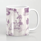 Toile de Jouy French Vintage Pastoral Plum & Cream Stripe Coffee Mug Gallery Image 1