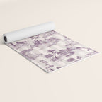 Toile de Jouy French Vintage Pastoral Plum & Cream Stripe Yoga Mat Gallery Image 2
