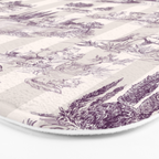 Toile de Jouy French Vintage Pastoral Plum & Cream Stripe Bath Mat Gallery Image 3