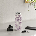 Toile de Jouy French Vintage Pastoral Plum & Cream Stripe Water Bottle Gallery Image 4