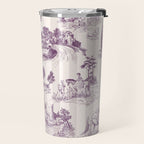 Toile de Jouy French Vintage Pastoral Plum & Cream Stripe Travel Mug Gallery Image 2