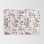 Toile de Jouy French Vintage Pastoral Plum & Cream Stripe Rug Gallery Image 2