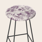 Toile de Jouy French Vintage Pastoral Plum & Cream Stripe Stool Gallery Image 2