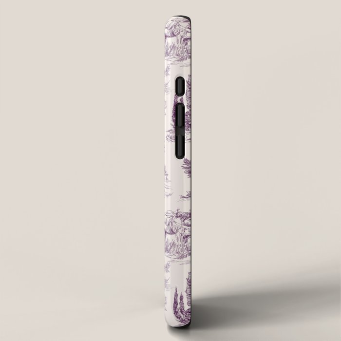 Toile de Jouy French Vintage Pastoral Plum & Cream Stripe iPhone Case Gallery Image 2